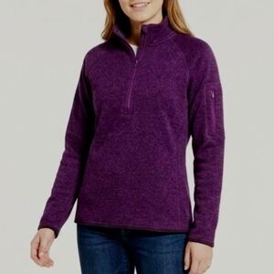 Sears Girls Vintage Fall Warm Purple Quarter-Zip Pullover Mock Neck - Size 12-14